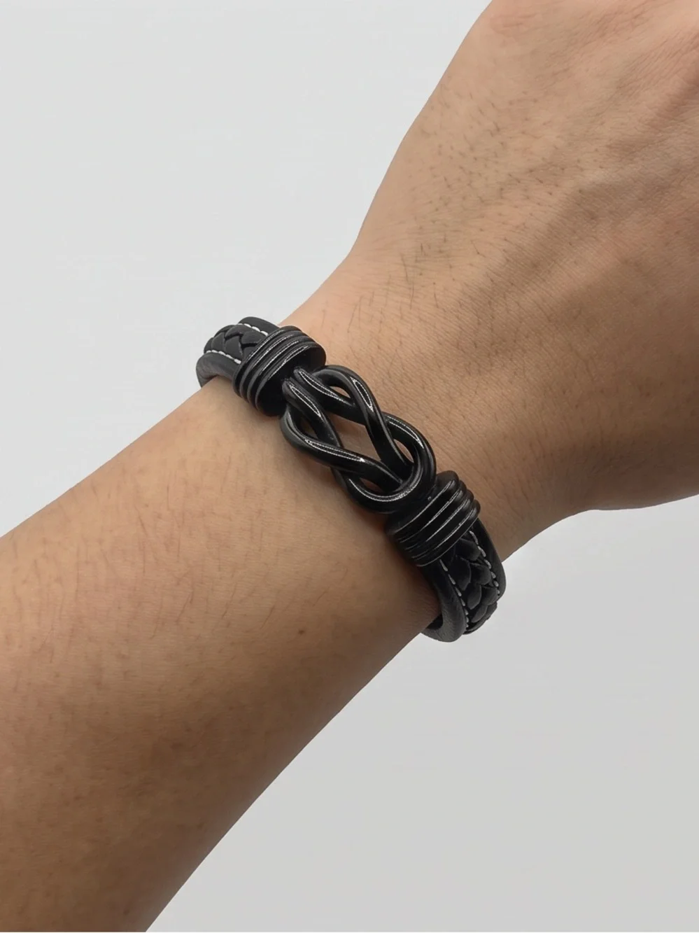 Men's Braided Leather Infinity Knot Bracelet 